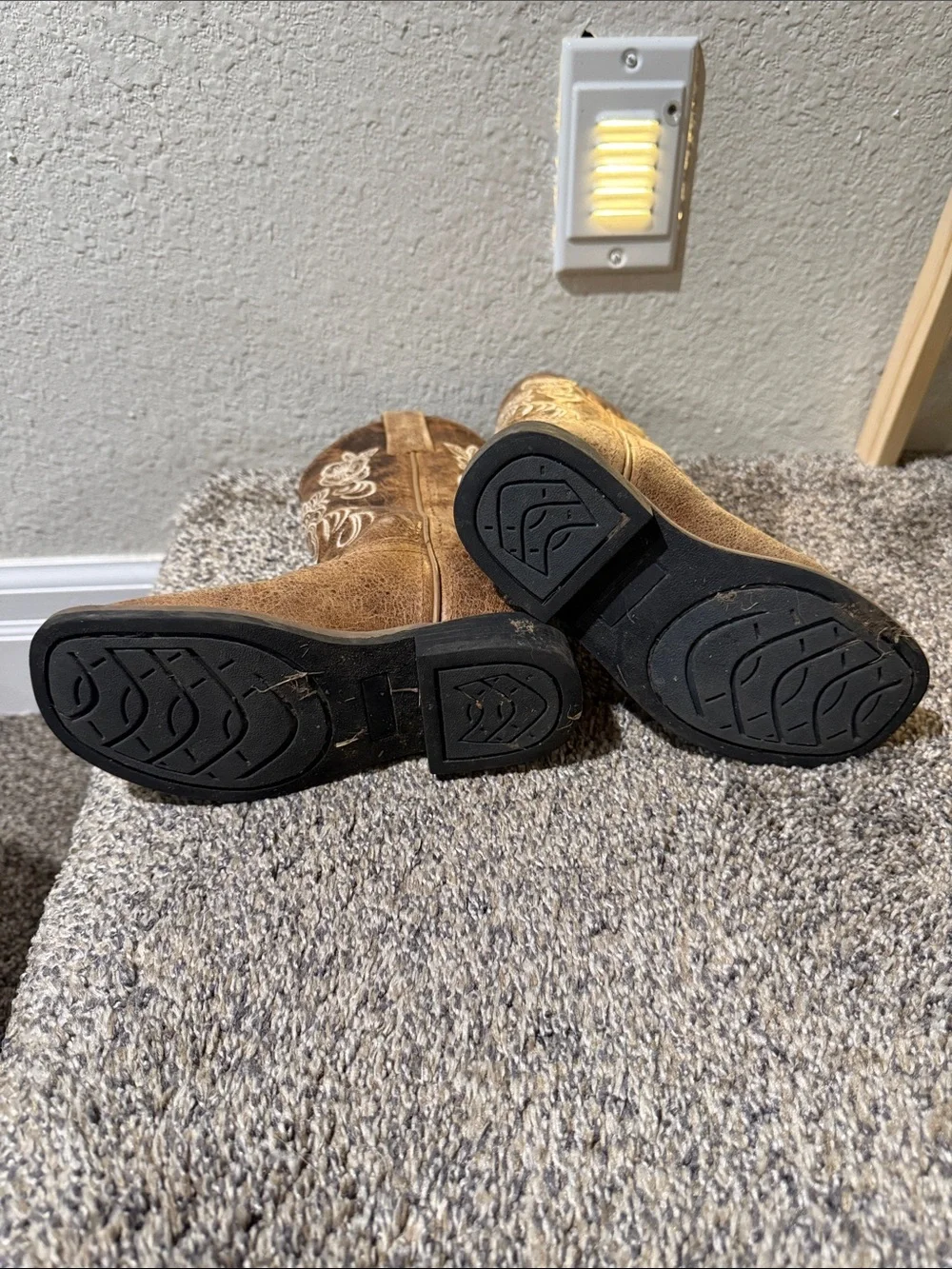 Shyanne Brown Floral Embroidered Kids Cowboy Boots